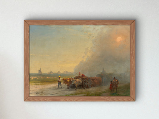 Ox Carts in the Ukrainian Steppe by Ivan Konstantinovich Aivazovsky 1888, Wall Art Print, Fine Art Reproduction, Museum Quality Decor