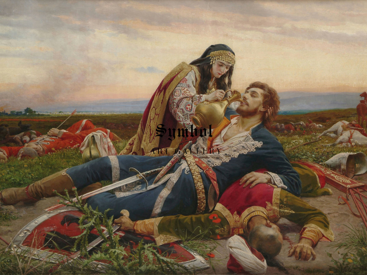 Kosovo Maiden by Uroš Predić 1919, Wall Art Print, Fine Art Reproduction, Museum Quality Decor, Poster