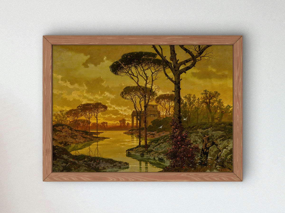 Evening Landscape by Ferdinand Knab, Wall Art Print, Fine Art Reproduction, Museum Quality Decor, Poster