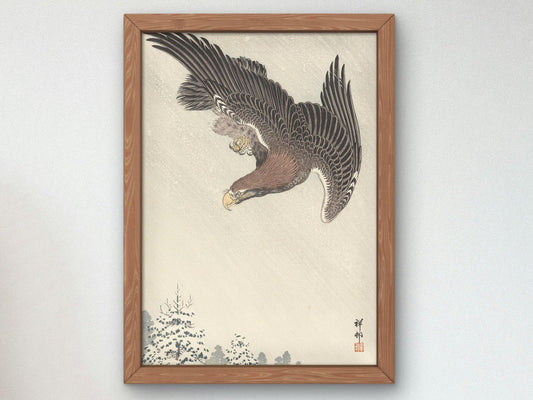 Eagle in Flight by Ohara Koson, 1933, Japanese Woodblock Prints, fine art print