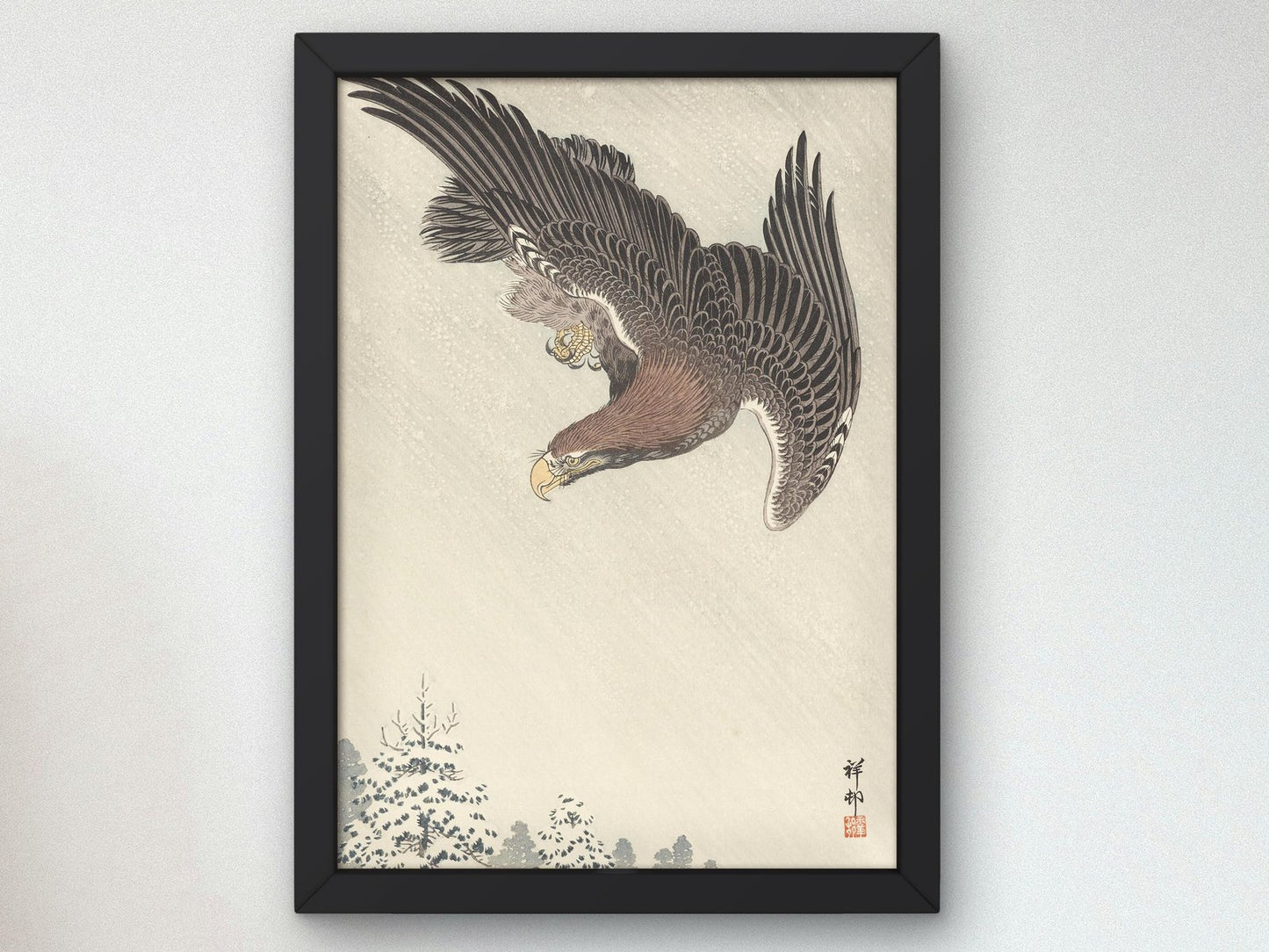 Eagle in Flight by Ohara Koson, 1933, Japanese Woodblock Prints, fine art print