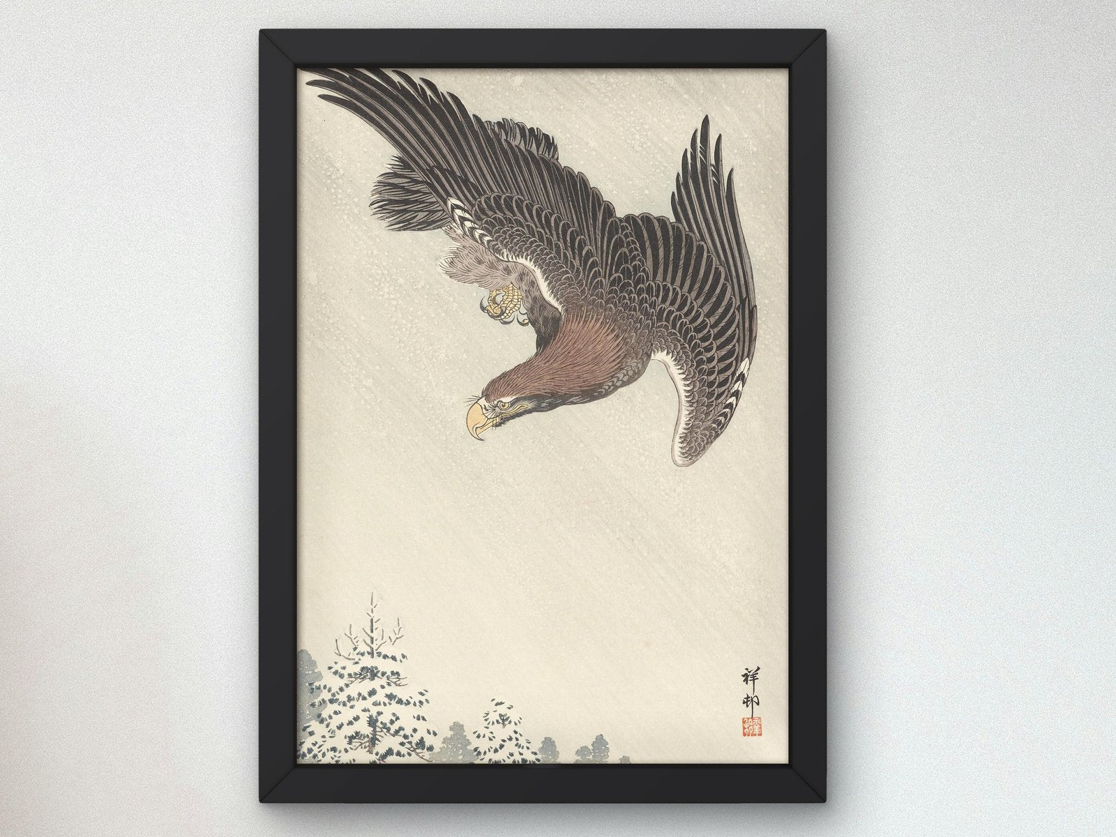 Eagle in Flight by Ohara Koson, 1933, Japanese Woodblock Prints, fine art print
