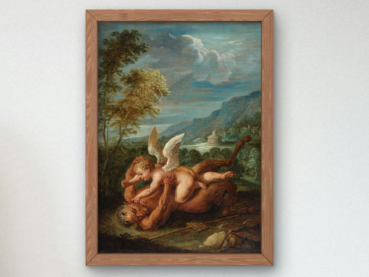 Cupid Overcoming Pan by David Teniers the Younger 1653, Wall Art Print, Fine Art Reproduction, Museum Quality Decor, Poster
