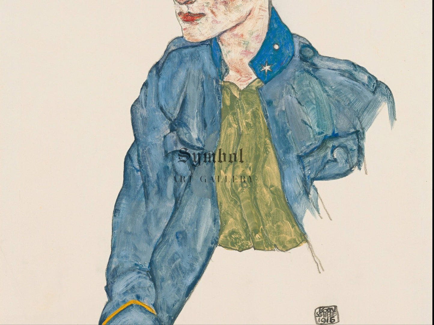 One Year Volunteer Lance Corporal by Egon Schiele 1916, Wall Art Print, Fine Art Reproduction, Museum Quality Decor, Poster