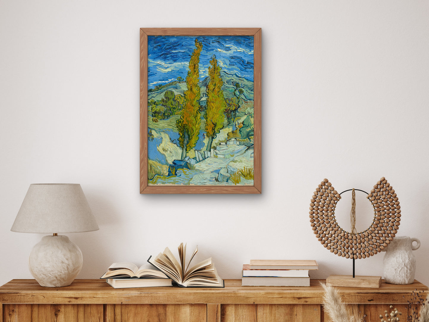 Two Poplars in the Alpilles near Saint Remy by Vincent van Gogh 1889, Wall Art Print, Fine Art Reproduction, Museum Quality Decor, Poster