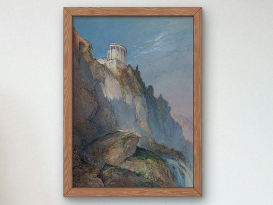 The Temple of Vesta and the Falls at Tivoli by William Callow 1859, Wall Art Print, Fine Art Reproduction, Museum Quality Decor, Poster
