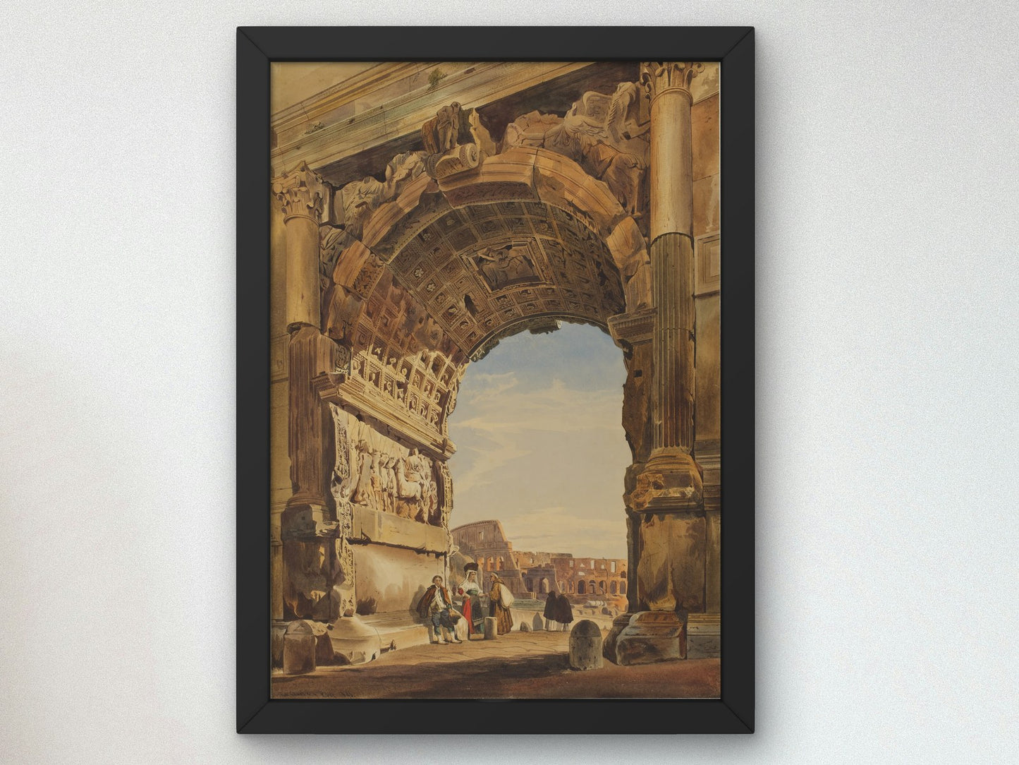The Arch of Titus and the Coliseum Rome by Thomas Hartley Cromek 1846, Wall Art Print, Fine Art Reproduction, Museum Quality Decor, Poster