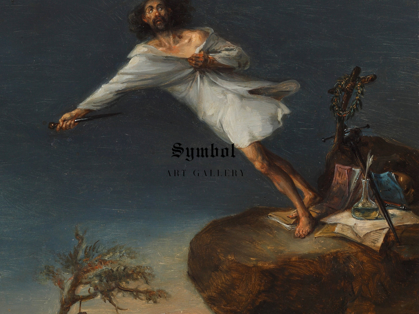 Satire of Romantic Suicide by Leonardo Alenza 1839, Wall Art Print, Fine Art Reproduction, Museum Quality Decor, Poster