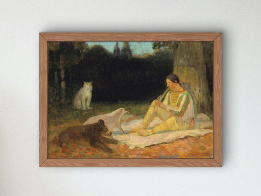 The Flute Player by Edwin Willard Deming 1907, Wall Art Print, Fine Art Reproduction, Museum Quality Decor, Poster