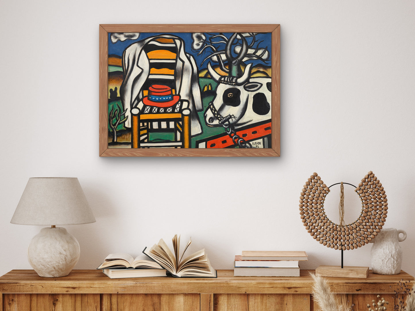 A Cow and a Red Hat by Fernand Leger 1952, Wall Art Print, Fine Art Reproduction, Museum Quality Decor, Poster