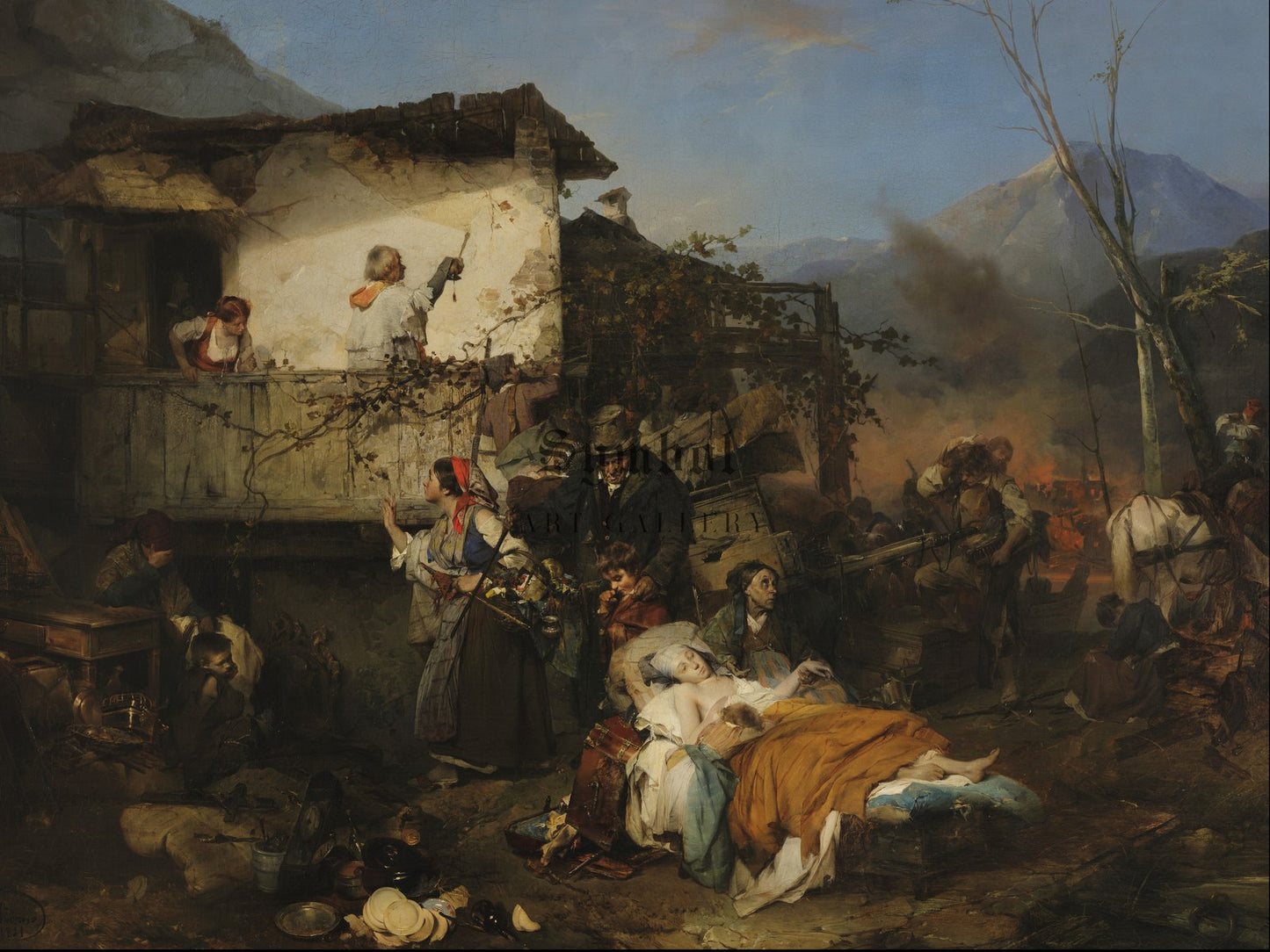Refugees from a Burned Village by Domenico Induno 1851, Wall Art Print, Fine Art Reproduction, Museum Quality Decor, Poster