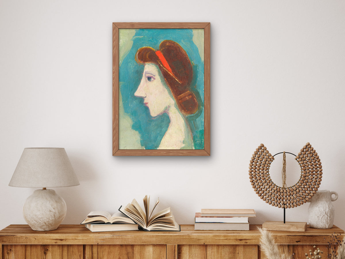 Girl's Head by Karl Hofer 1947, Wall Art Print, Fine Art Reproduction, Museum Quality Decor, Poster