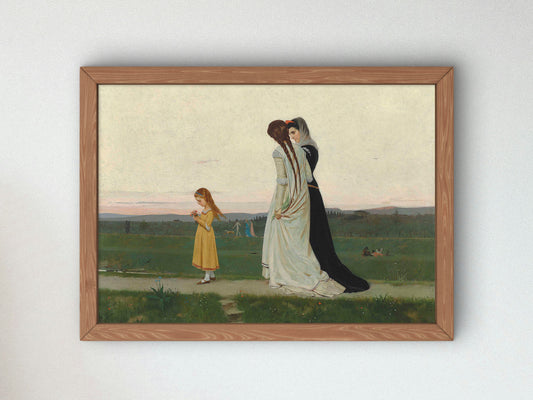 The Evening Walk, Environs of Florence by Raffaello Sorbi 1870, Wall Art Print, Fine Art Reproduction, Museum Quality Decor, Poster