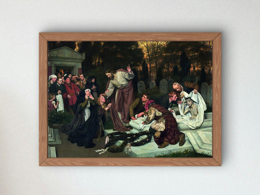 The Raising of Lazarus by Eduard Gebhardt 1896, Wall Art Print, Fine Art Reproduction, Museum Quality Decor, Poster