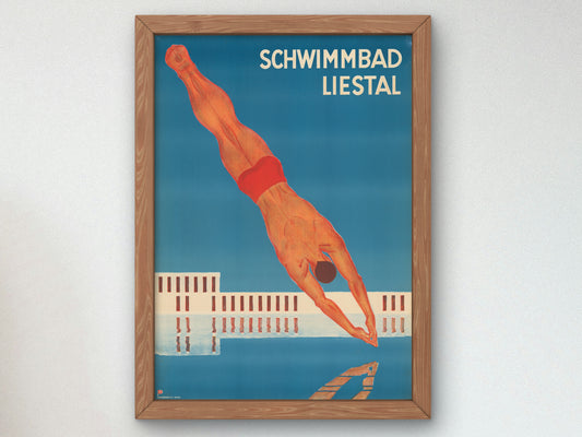 Liestal Swimming Pool by Otto Plattner 1934, Wall Art Print, Fine Art Reproduction, Museum Quality Decor, Poster