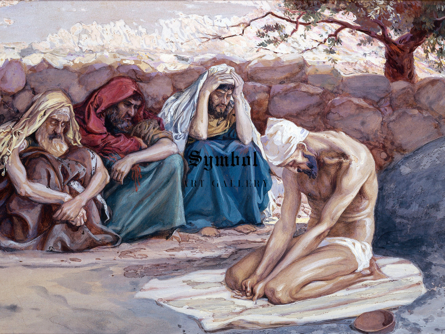 Job and His Three Friends by James Tissot 1896, Wall Art Print, Fine Art Reproduction, Museum Quality Decor, Poster