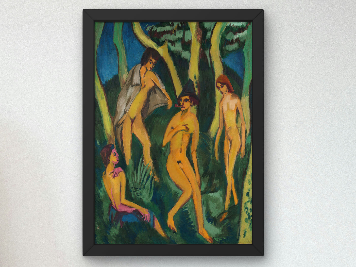 Four Nudes under Trees by Ernst Ludwig Kirchner, Wall Art Print, Fine Art Reproduction, Museum Quality Decor, Poster