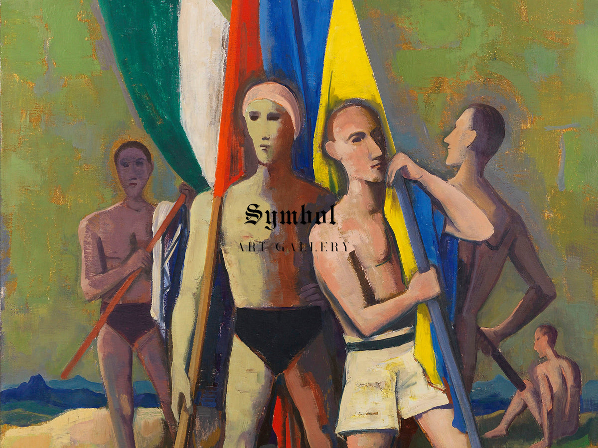 Young Men with Flags by Karl Hofer 1935, Wall Art Print, Fine Art Reproduction, Museum Quality Decor, Poster