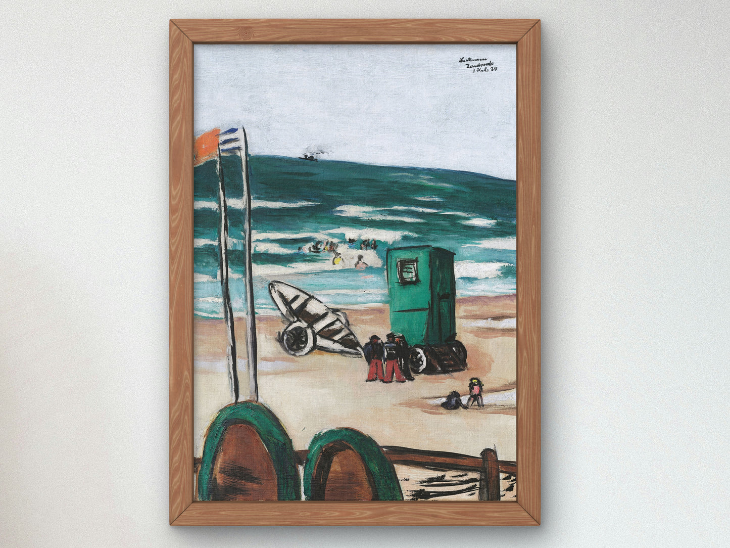 Bathers with Green Cabin and Sailors with Red Trousers by Max Beckmann 1934, Wall Art Print, Fine Art Reproduction, Museum Quality Decor