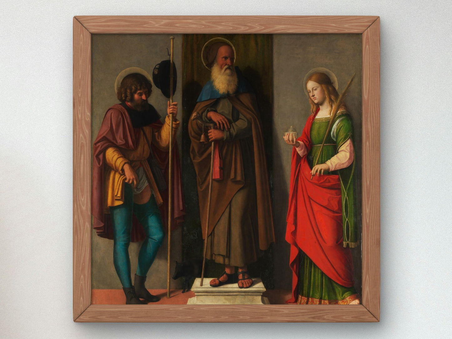 Three Saints Roch Anthony Abbot and Lucy by Cima da Conegliano 1490, Wall Art Print, Fine Art Reproduction, Museum Quality Decor, Poster