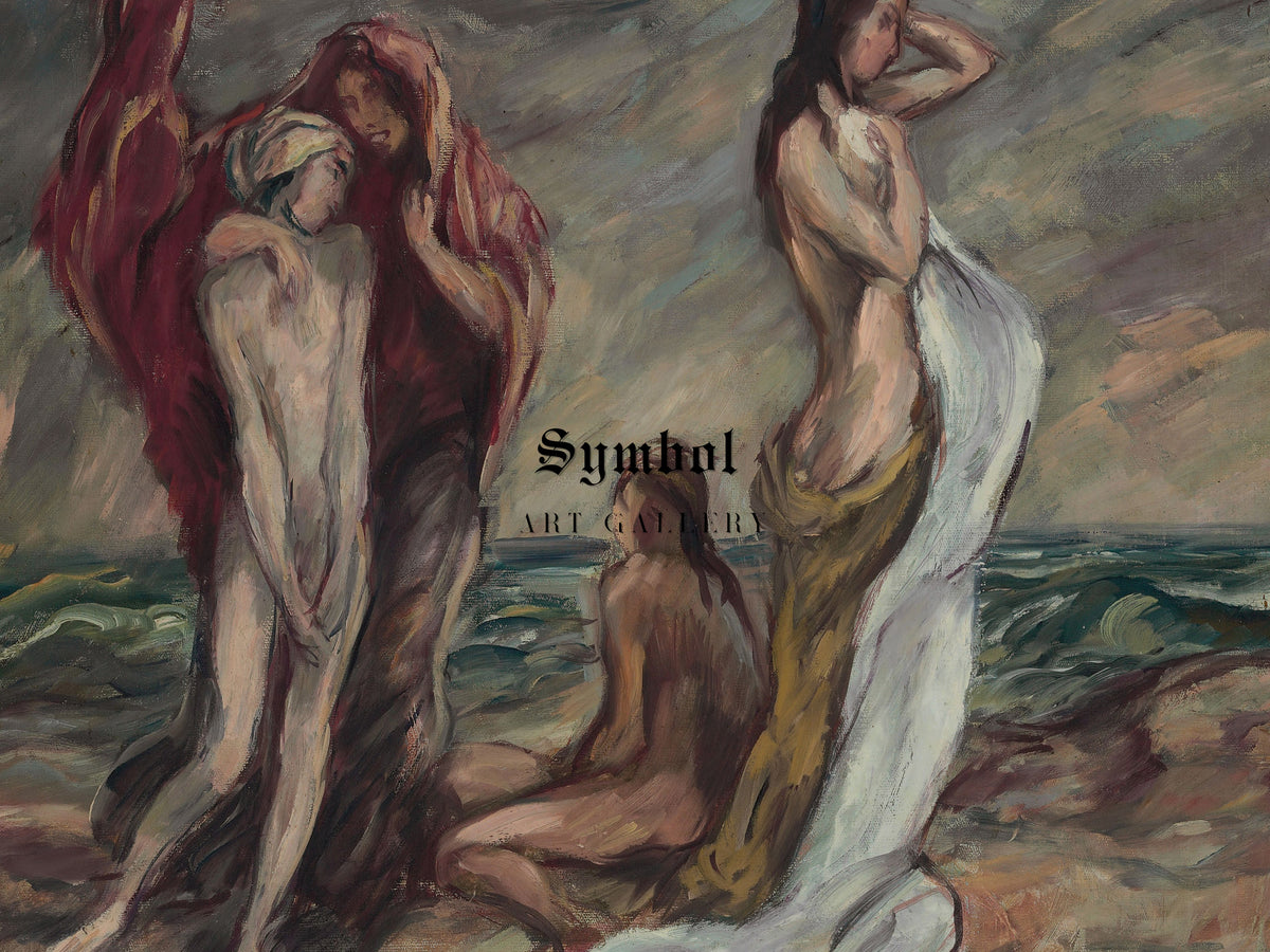 In the Storm, Four Figures by Karl Hofer 1910, Wall Art Print, Fine Art Reproduction, Museum Quality Decor, Poster
