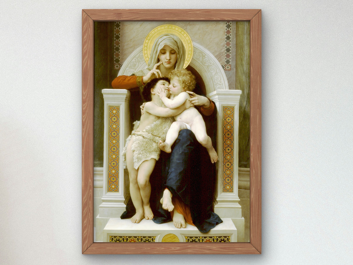 Madonna with Child and John the Baptist by William Bouguereau 1875, Wall Art Print, Fine Art Reproduction, Museum Quality Decor, Poster