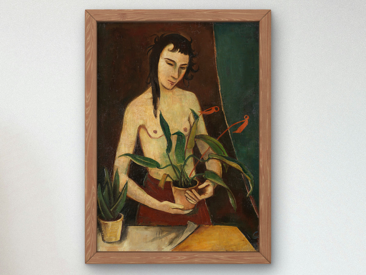 Woman with Plants by Karl Hofer 1922, Wall Art Print, Fine Art Reproduction, Museum Quality Decor, Poster