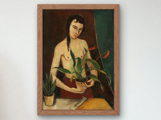 Woman with Plants by Karl Hofer 1922, Wall Art Print, Fine Art Reproduction, Museum Quality Decor, Poster