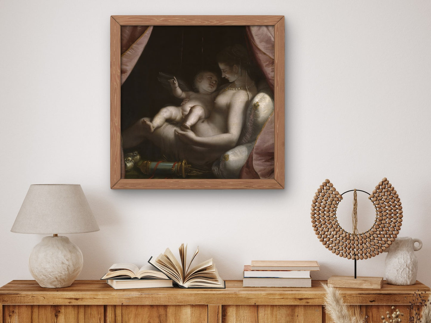 Venus and Cupid by Luca Cambiaso 1570, Wall Art Print, Fine Art Reproduction, Museum Quality Decor, Poster