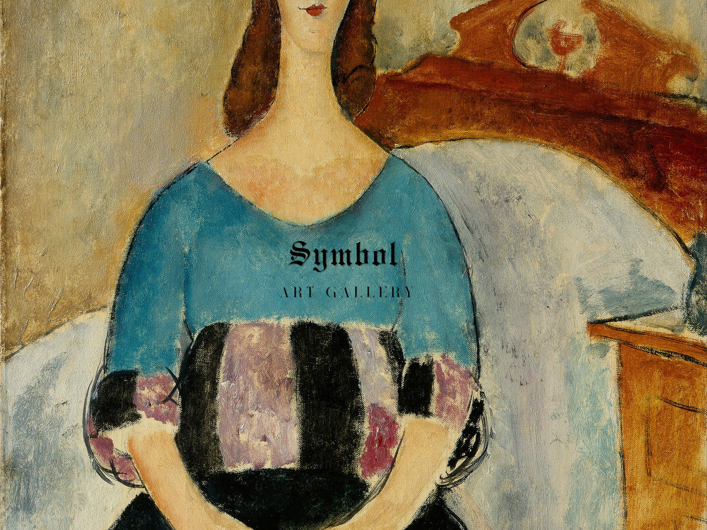 Portrait of Jeanne Hébuterne Seated by Amedeo Modigliani 1918, Wall Art Print, Fine Art Reproduction, Museum Quality Decor, Poster