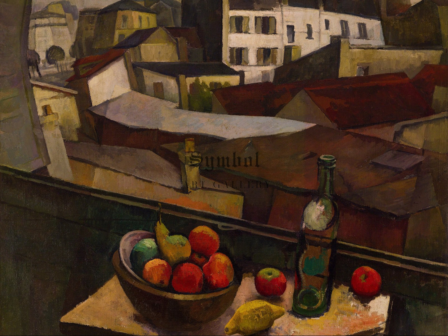 Knife and Fruit in Front of the Window by Diego Rivera 1917, Wall Art Print, Fine Art Reproduction, Museum Quality Decor, Poster