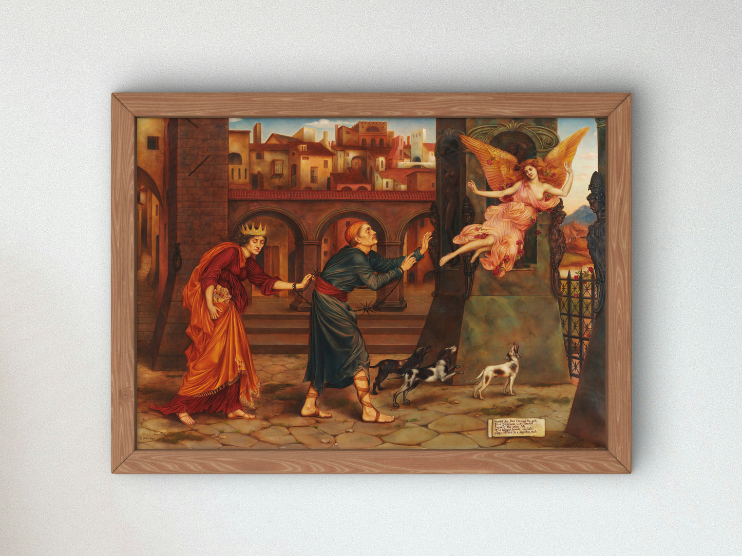 Blindness and Cupidity Chasing Joy from the City by Evelyn De Morgan 1897, Wall Art Print, Fine Art Reproduction, Museum Quality Decor
