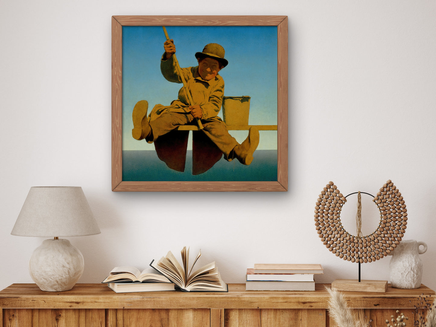 Fisherman on Pier by Maxfield Parrish 1921, Wall Art Print, Fine Art Reproduction, Museum Quality Decor, Poster