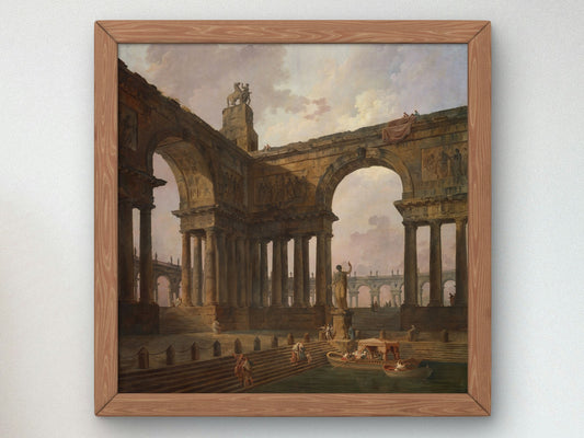 The Landing Place by Hubert Robert 1788, Wall Art Print, Fine Art Reproduction, Museum Quality Decor, Poster