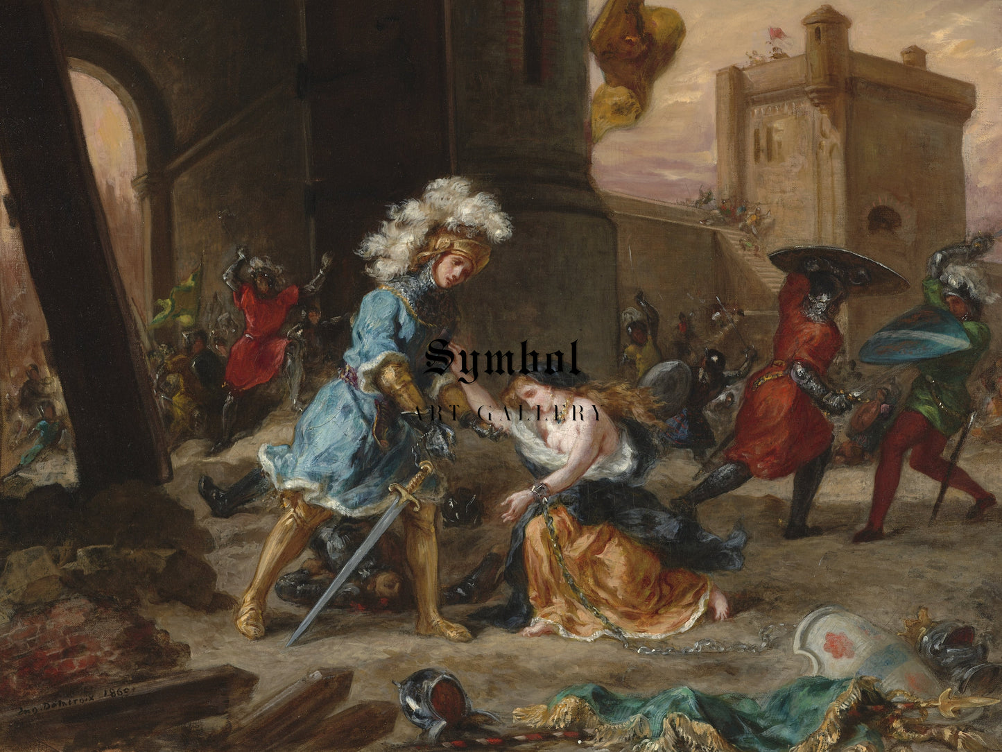 Scene from the Romance of Amadis de Gaule by Eugène Delacroix 1860, Wall Art Print, Fine Art Reproduction, Museum Quality Decor, Poster