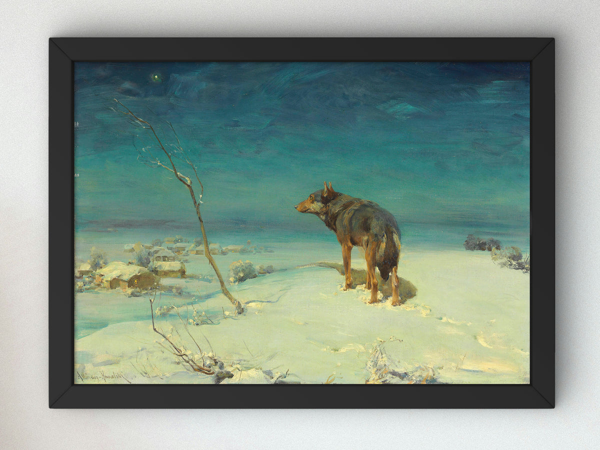 The Lone Wolf by Alfred von Wierusz Kowalski, Wall Art Print, Fine Art Reproduction, Museum Quality Decor, Poster