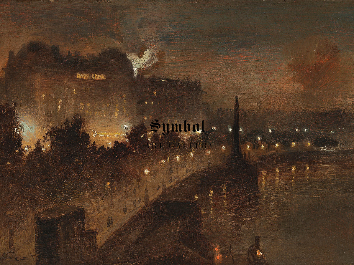 Victoria Embankment from Hungerford Bridge by George Hyde Pownall, Wall Art Print, Fine Art Reproduction, Museum Quality Decor, Poster