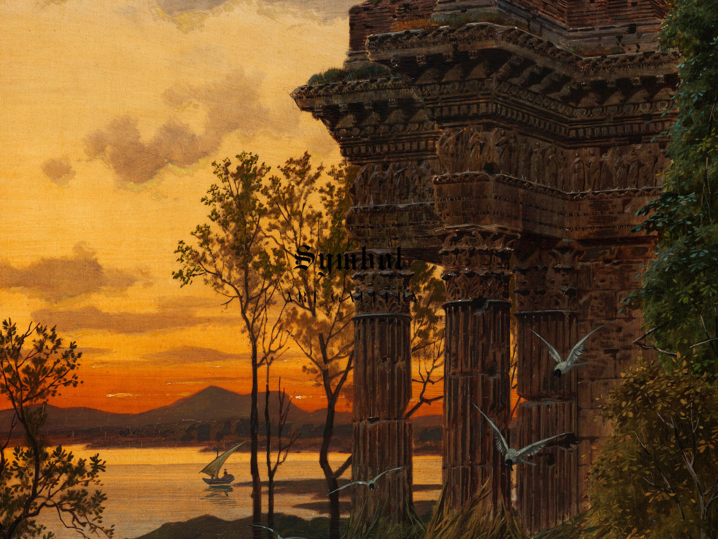 Evening Landscape with Ruins by Ferdinand Knab 1891, Wall Art Print, Fine Art Reproduction, Museum Quality Decor, Poster