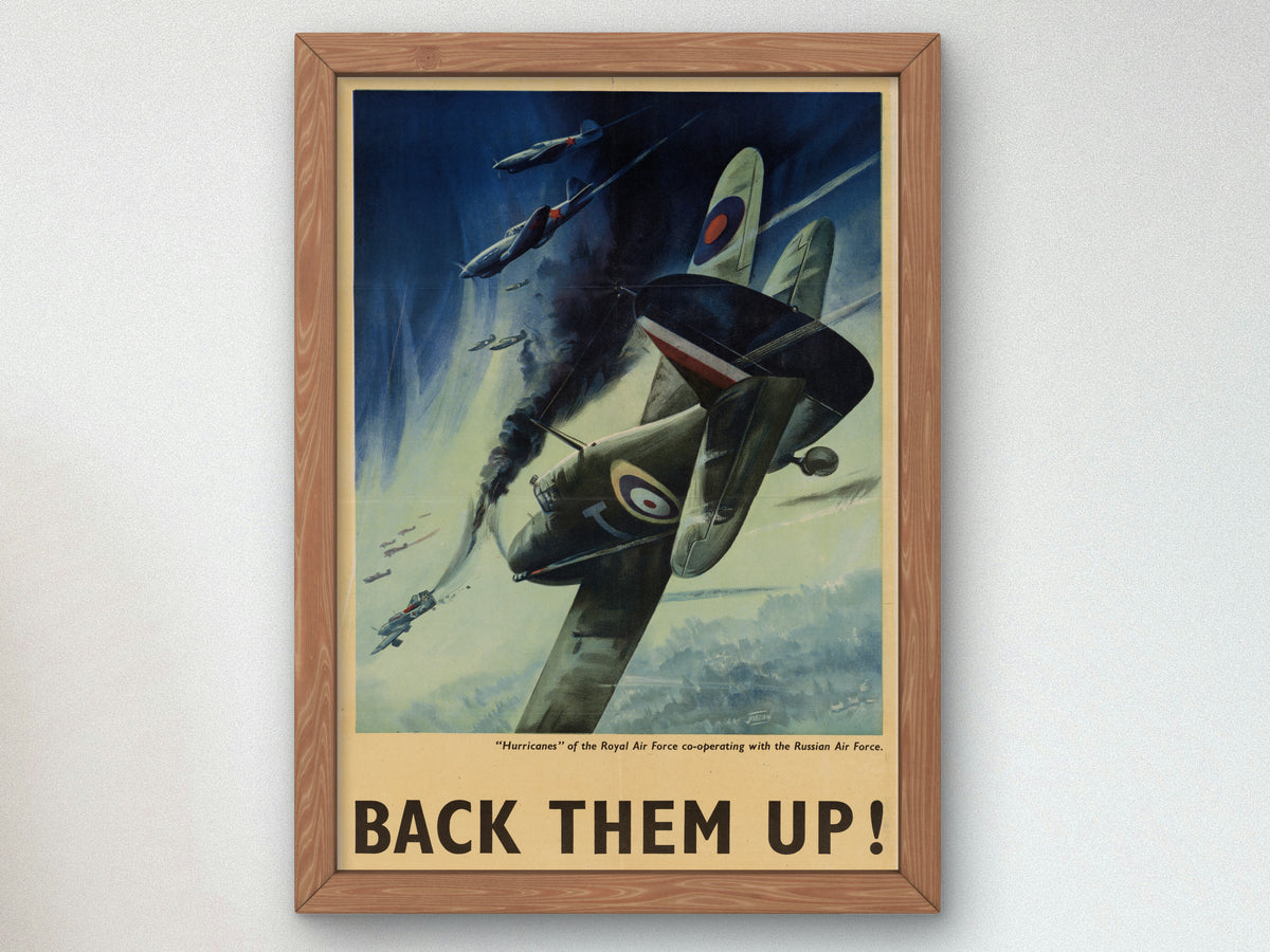 Hurricanes of the Royal Air Force Cooperating with the Russian Air Force by Ron Jobson, Wall Art Print, Fine Art Reproduction