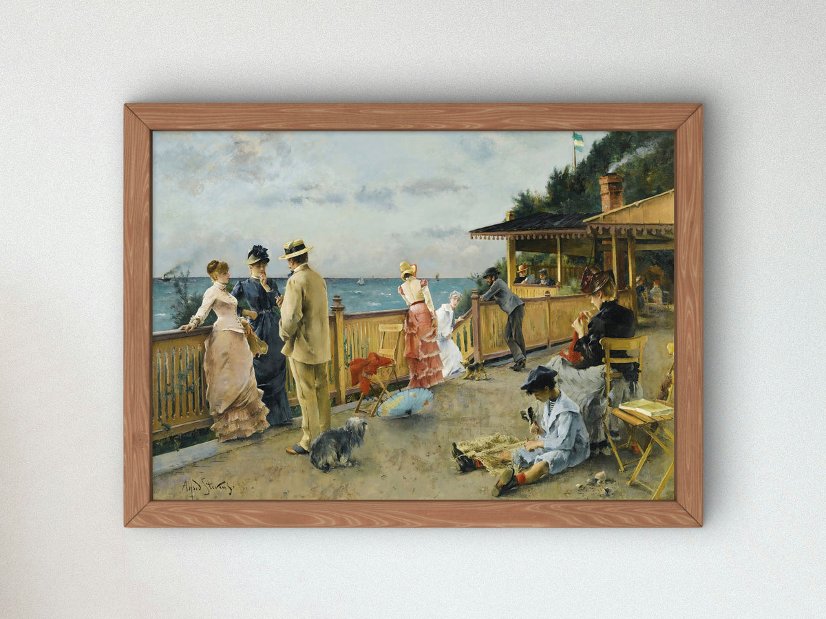 The Villa by the Cliffs at Sainte Adresse by Alfred Stevens 1884, Wall Art Print, Fine Art Reproduction, Museum Quality Decor, Poster