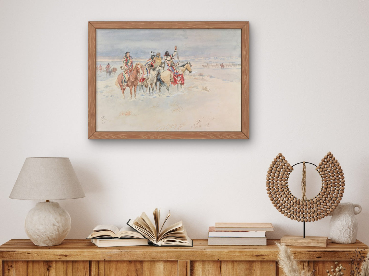 Crees Meeting Traders by Charles Marion Russell 1896, Wall Art Print, Fine Art Reproduction, Museum Quality Decor, Poster