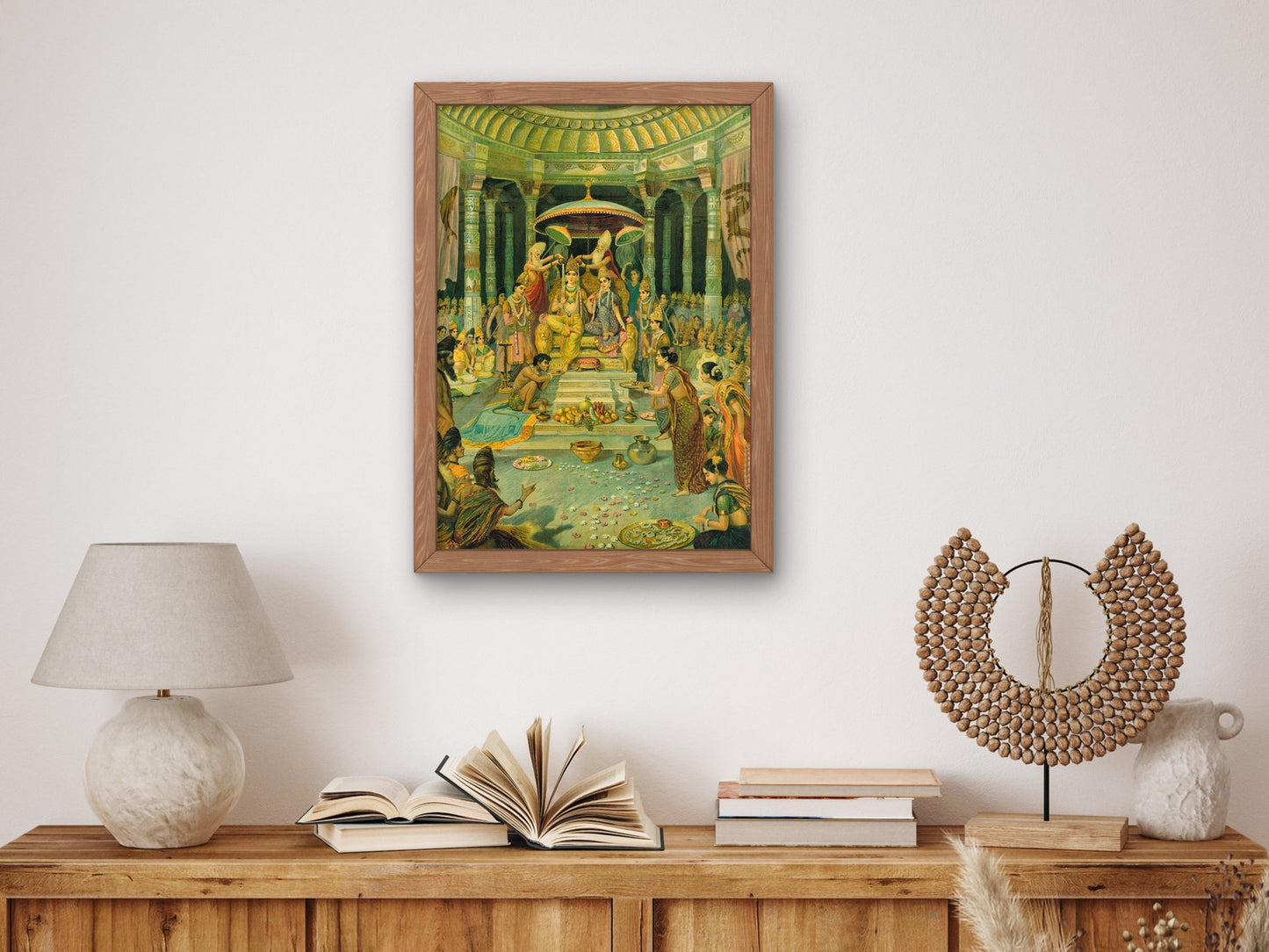 Ramrajyabhiseka by M V Dhurandhar 1925, Wall Art Print, Fine Art Reproduction, Museum Quality Decor, Poster