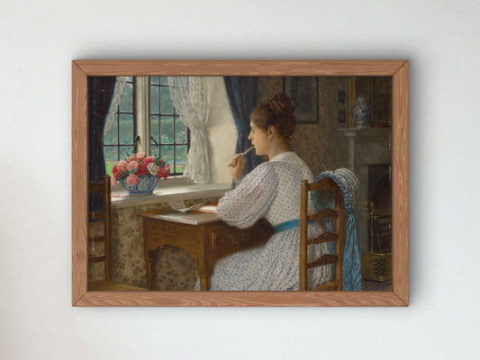Straying Thoughts by Edmund Blair Leighton 1913, Wall Art Print, Fine Art Reproduction, Museum Quality Decor, Poster