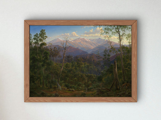 Mount Kosciusko seen from the Victorian border by Eugene von Guérard 1866, Wall Art Print, Fine Art Reproduction, Museum Quality Decor