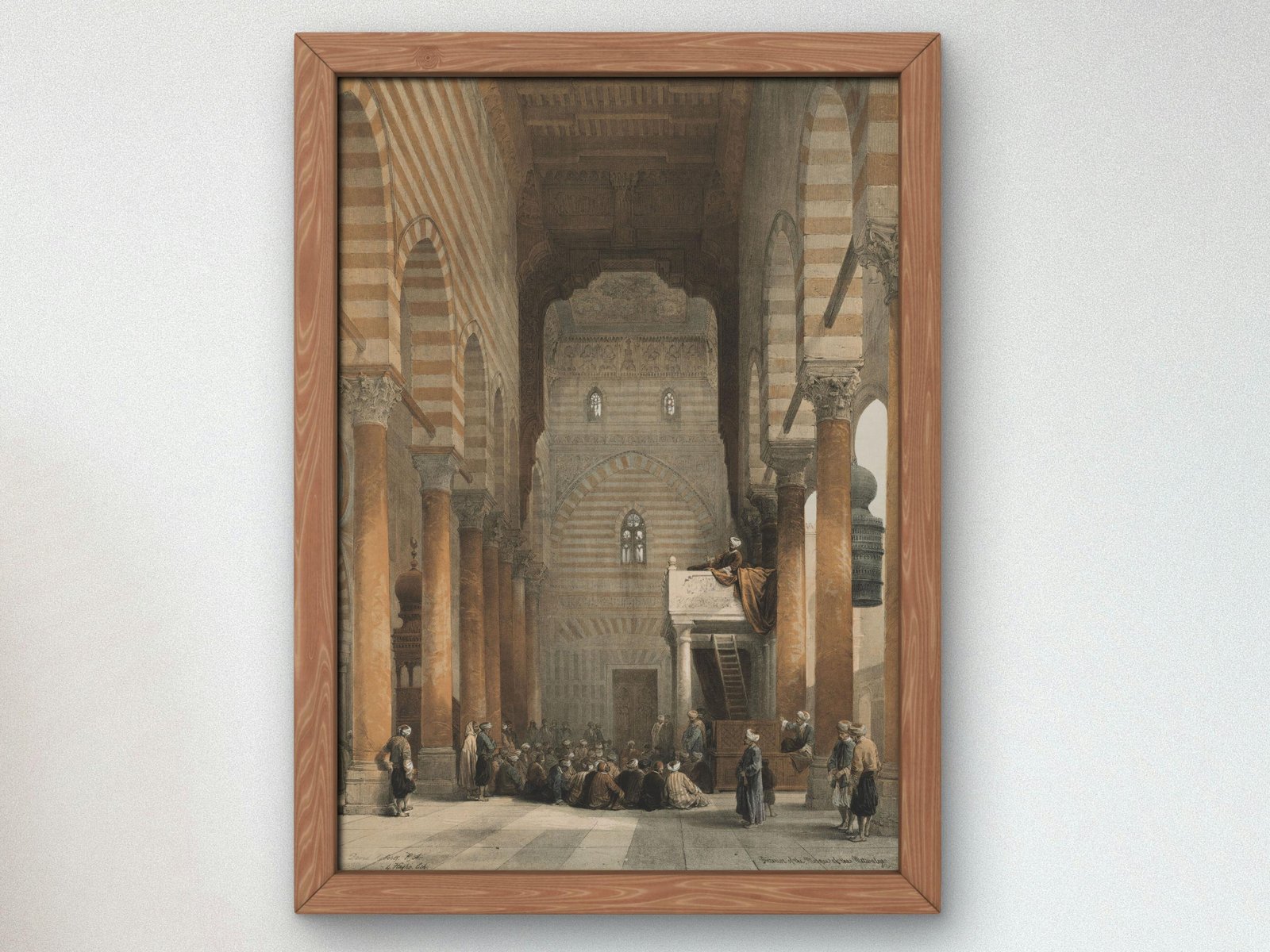 Interior of the Mosque of the Metwalys by Louis Haghe, 1849, Orientalism, fine art print