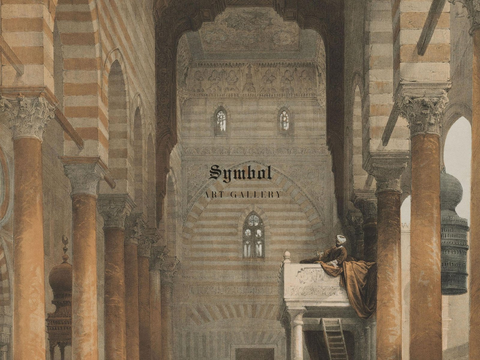 Interior of the Mosque of the Metwalys by Louis Haghe, 1849, Orientalism, fine art print