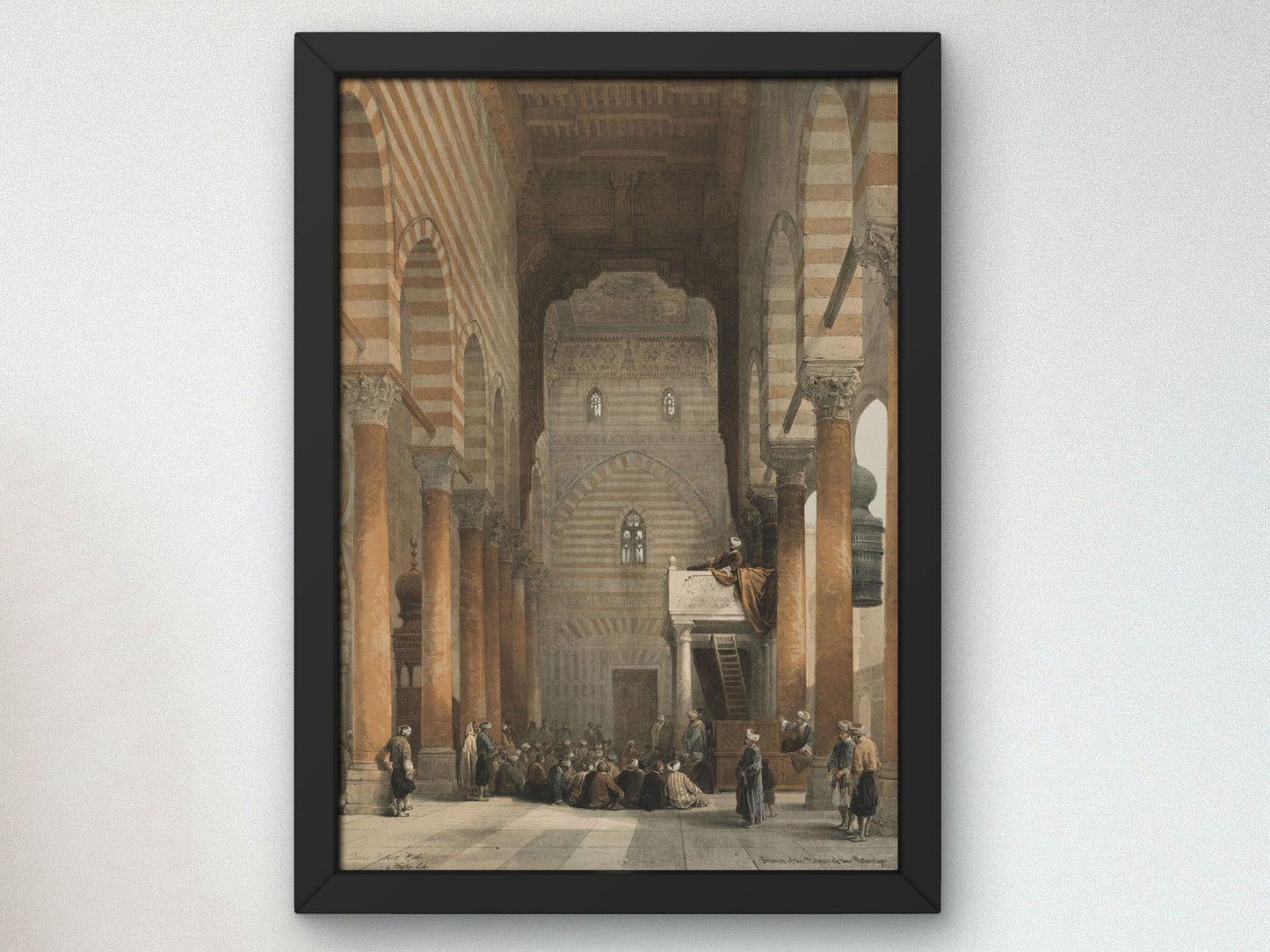 Interior of the Mosque of the Metwalys by Louis Haghe, 1849, Orientalism, fine art print