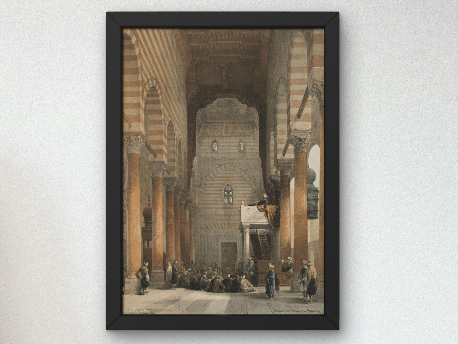 Interior of the Mosque of the Metwalys by Louis Haghe, 1849, Orientalism, fine art print