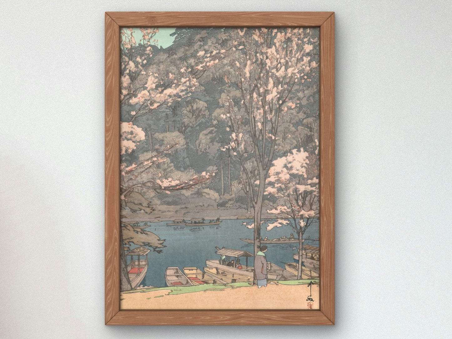 Eight Scenes of Cherry Blossom Arashiyama by Hiroshi Yoshida, 1935, Japanese Woodblock Prints, fine art print