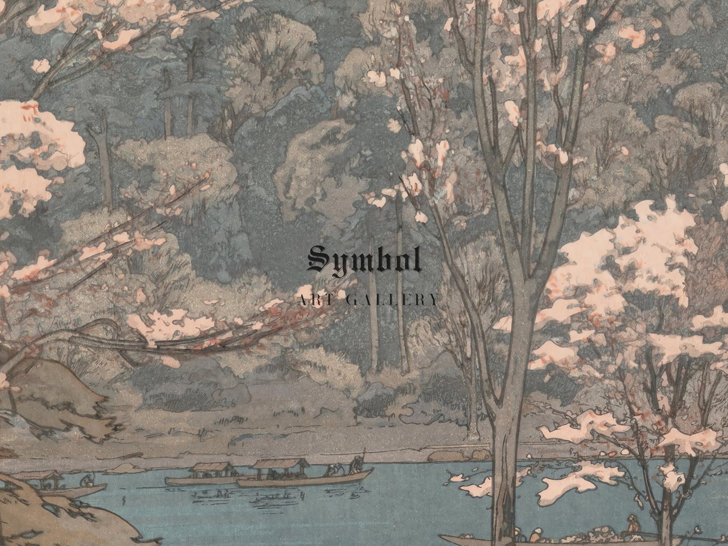 Eight Scenes of Cherry Blossom Arashiyama by Hiroshi Yoshida, 1935, Japanese Woodblock Prints, fine art print